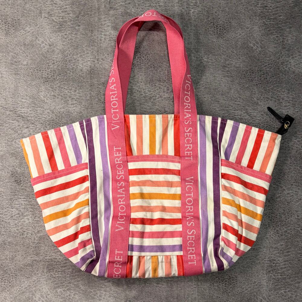 Victorias Secret Pastel Striped Tote Bag
